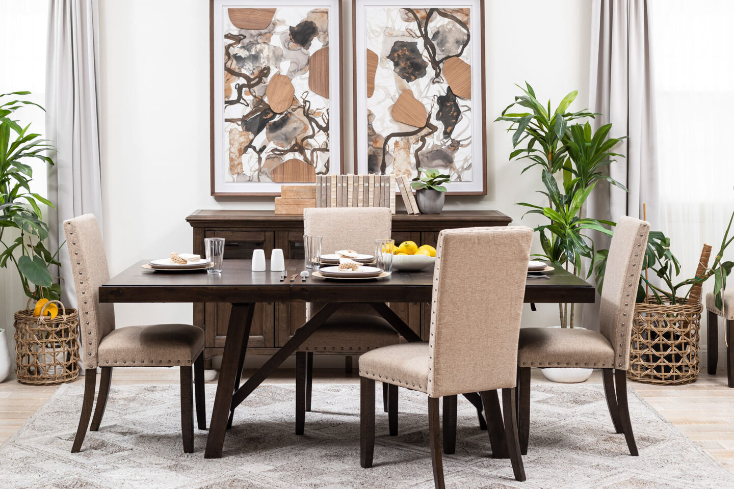 Ashley Rokane Dining Set in Traditional Style Dining Room